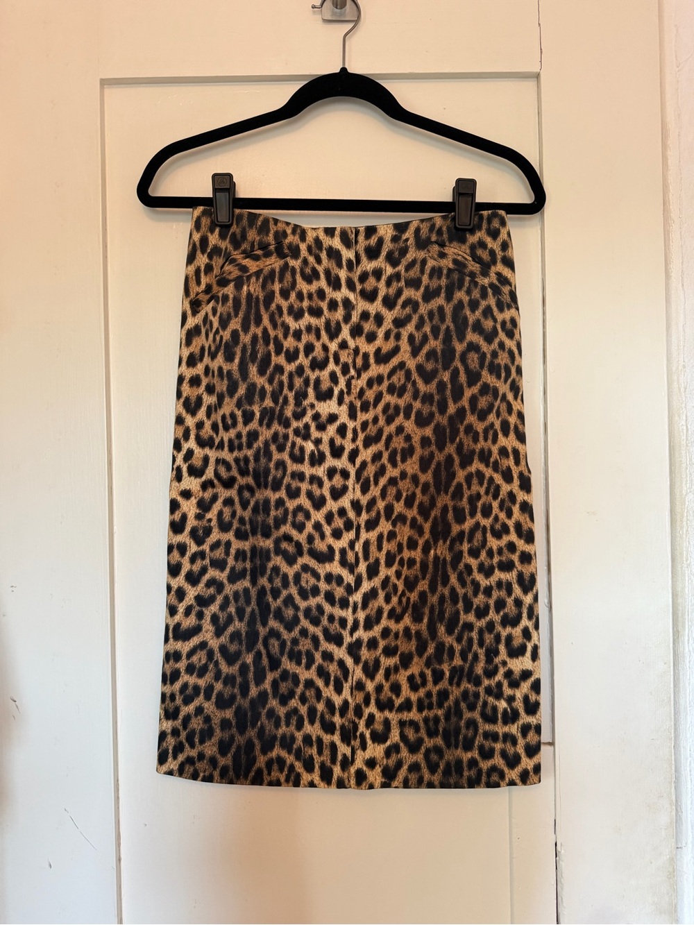 Moschino Cheap and Chic Leopard Print Stretch Cotton Pencil Skirt Sz S